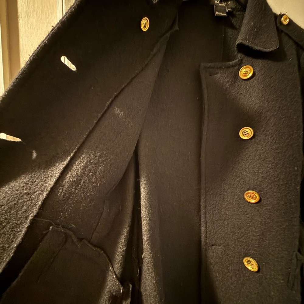 Sandro Black Trench Jacket with Gold Accents - Picture 3 of 7